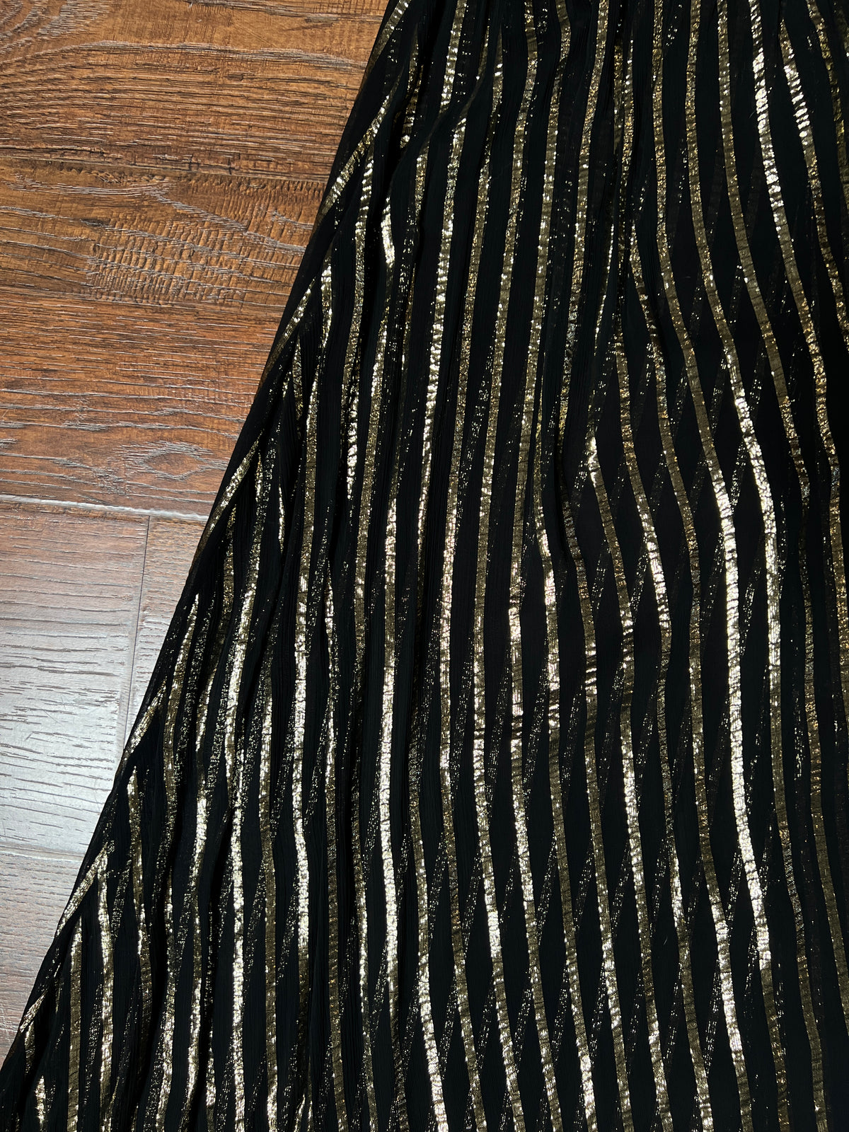 Vintage Albert Nipon Maxi Dress -  Metallic Gold  Sheer Black Butterfly Sleeve Gown - Medium