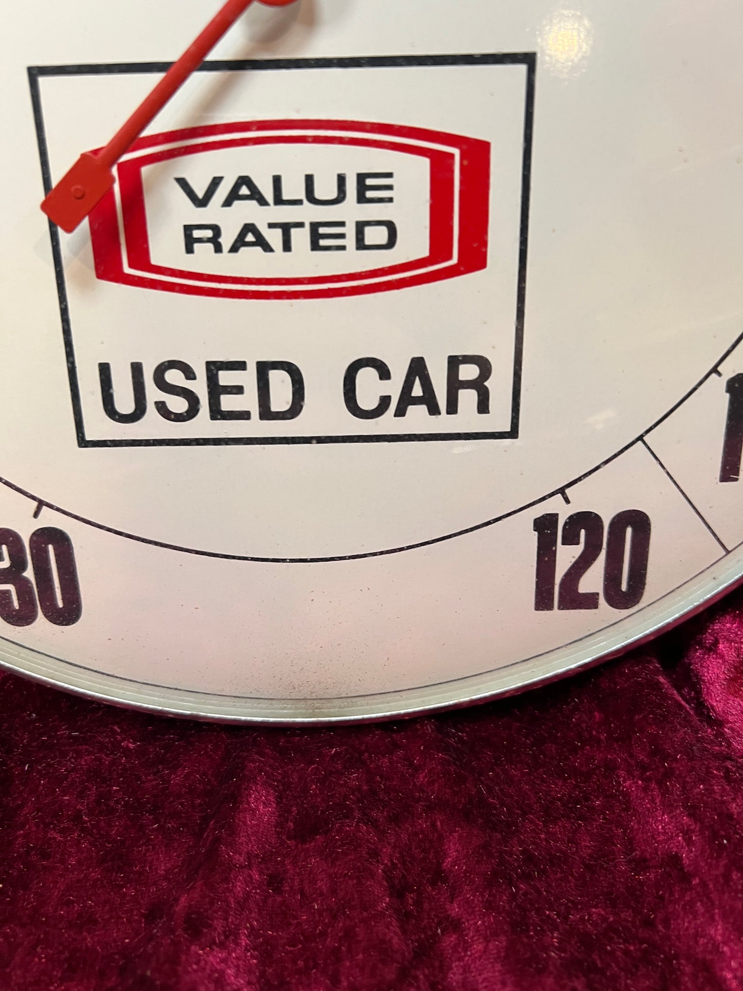 Vintage Metal Advertising Thermometer - Value Rated Used Car Novelty Sign