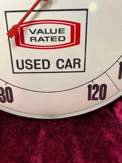 Vintage Metal Advertising Thermometer - Value Rated Used Car Novelty Sign