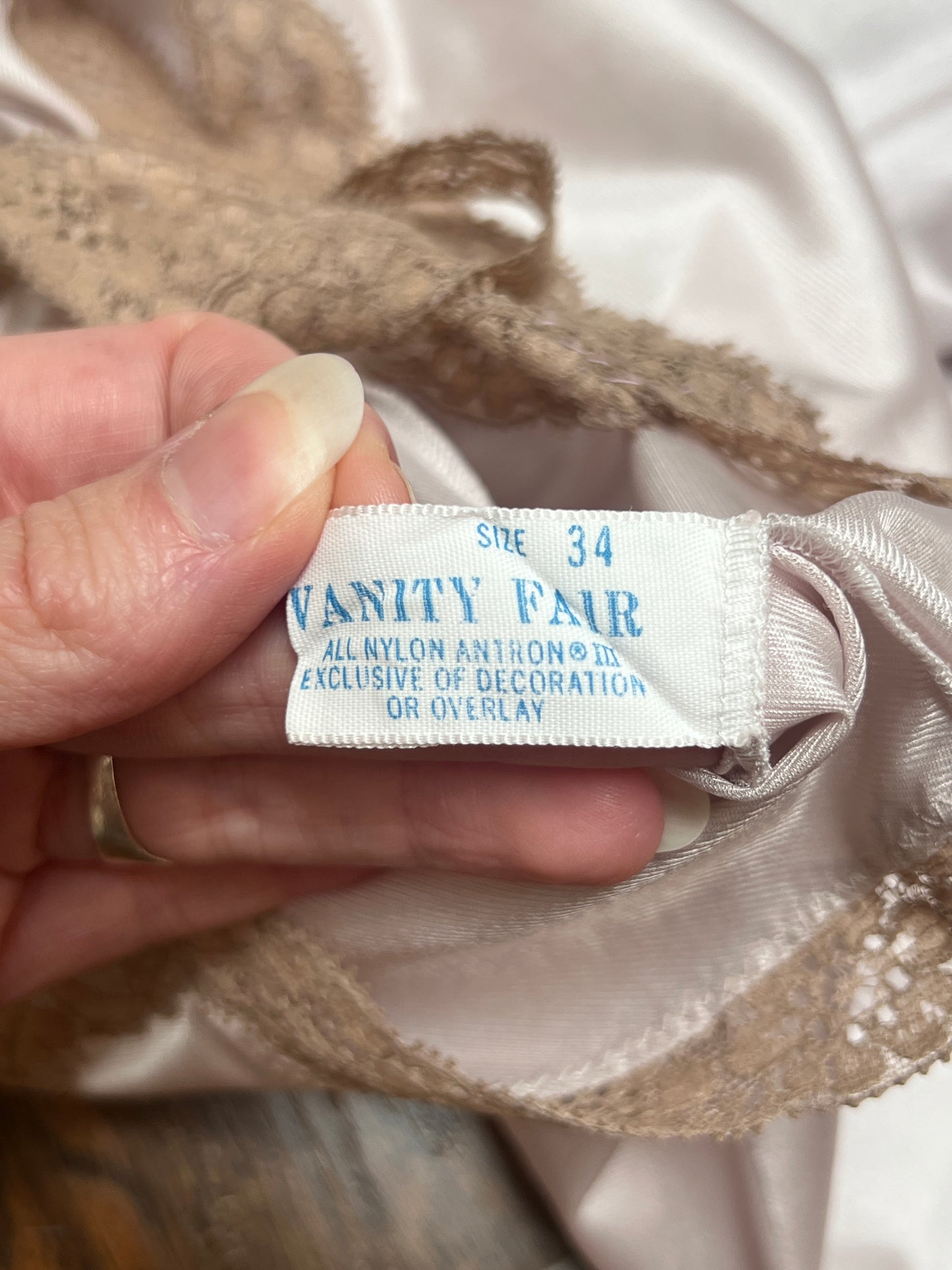 Vintage Clothing - Lingerie Slip Dress - Mauve Pink with Lace Trim - Small - Vanity Fair