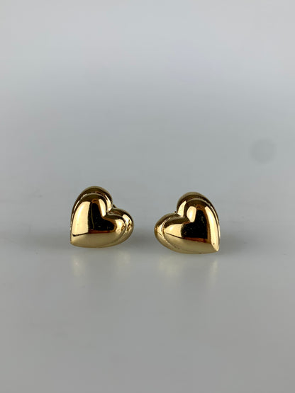 Vintage Avon Gold Tone Double Heart Stud Earrings