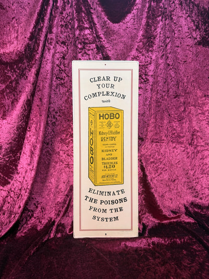 Vintage Metal Pharmaceutical Advertising Sign – Hobo Kidney Remedy - Sanford J. Heilner 1974