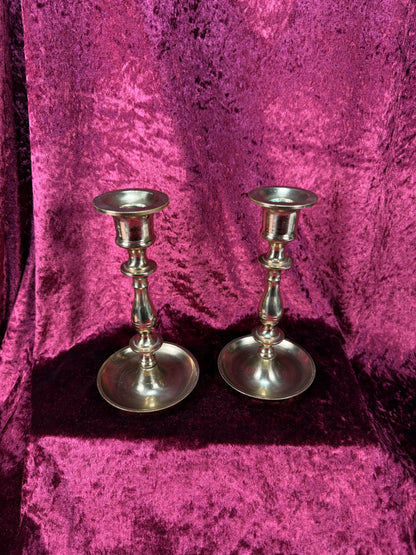 Vintage Brass Candlestick Holders – Heavy Elegant Pair