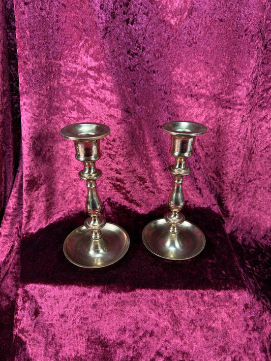 Vintage Brass Candlestick Holders – Heavy Elegant Pair