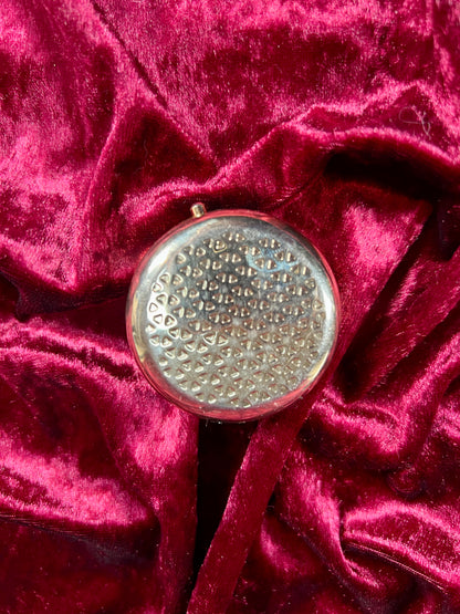 Vintage Vanity - 3-Compartment Pill Box - Gold Tone - Enamel Lid - Lady Bug