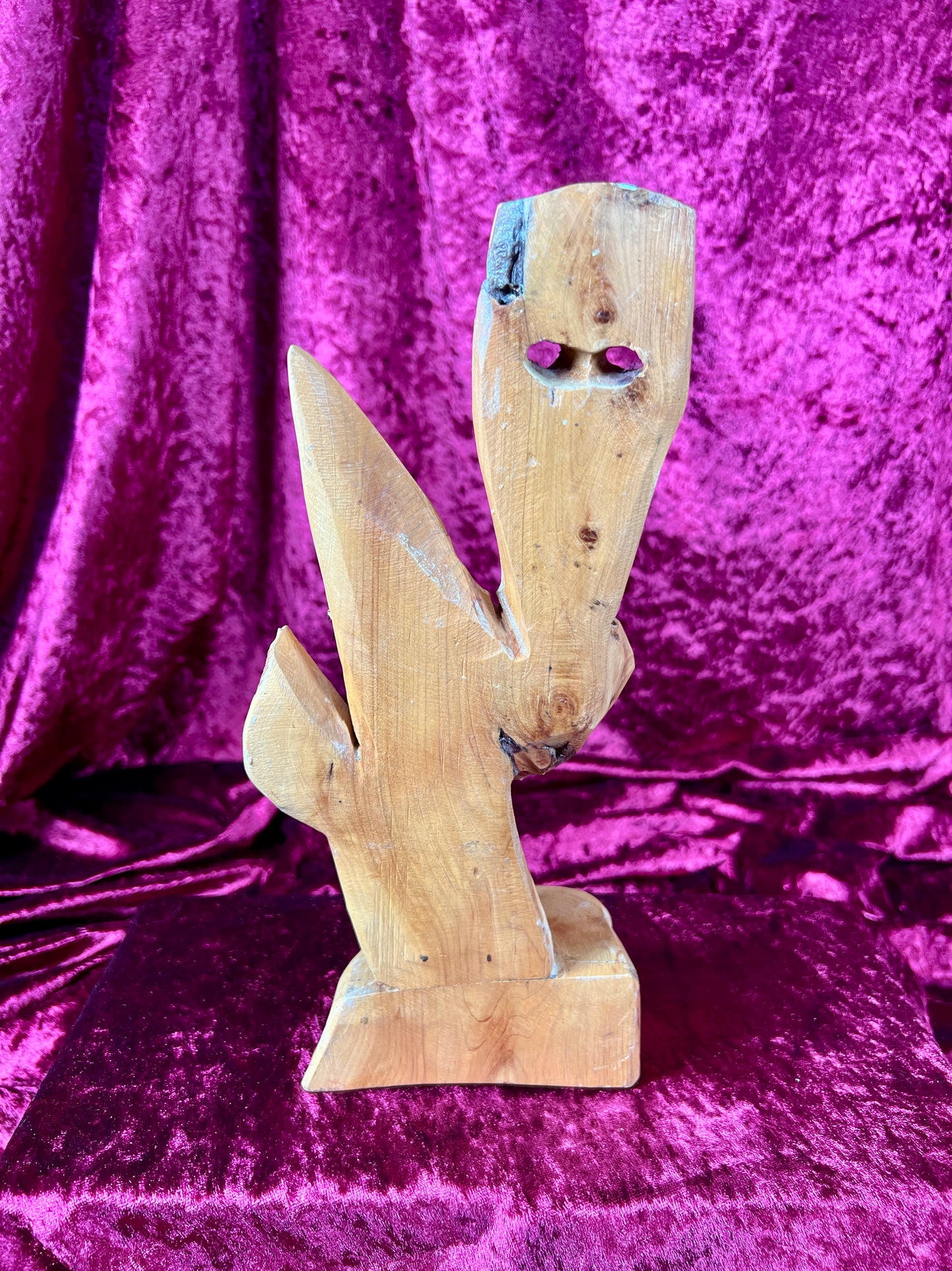 Vintage Oddities - Hand Carved Wood Statue - Face In The Tree