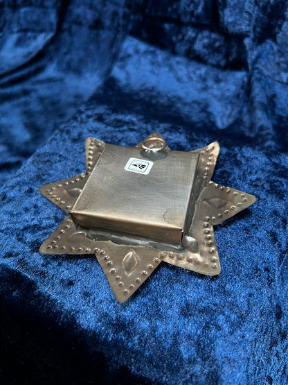 Vintage Mexican Metal Shrine – Our Lady of Guadalupe Star Shadow Box