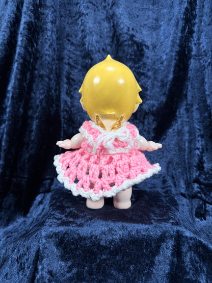 Vintage Chalkware Kewpie Figurine – Byron Molds Angel with Crochet Dress