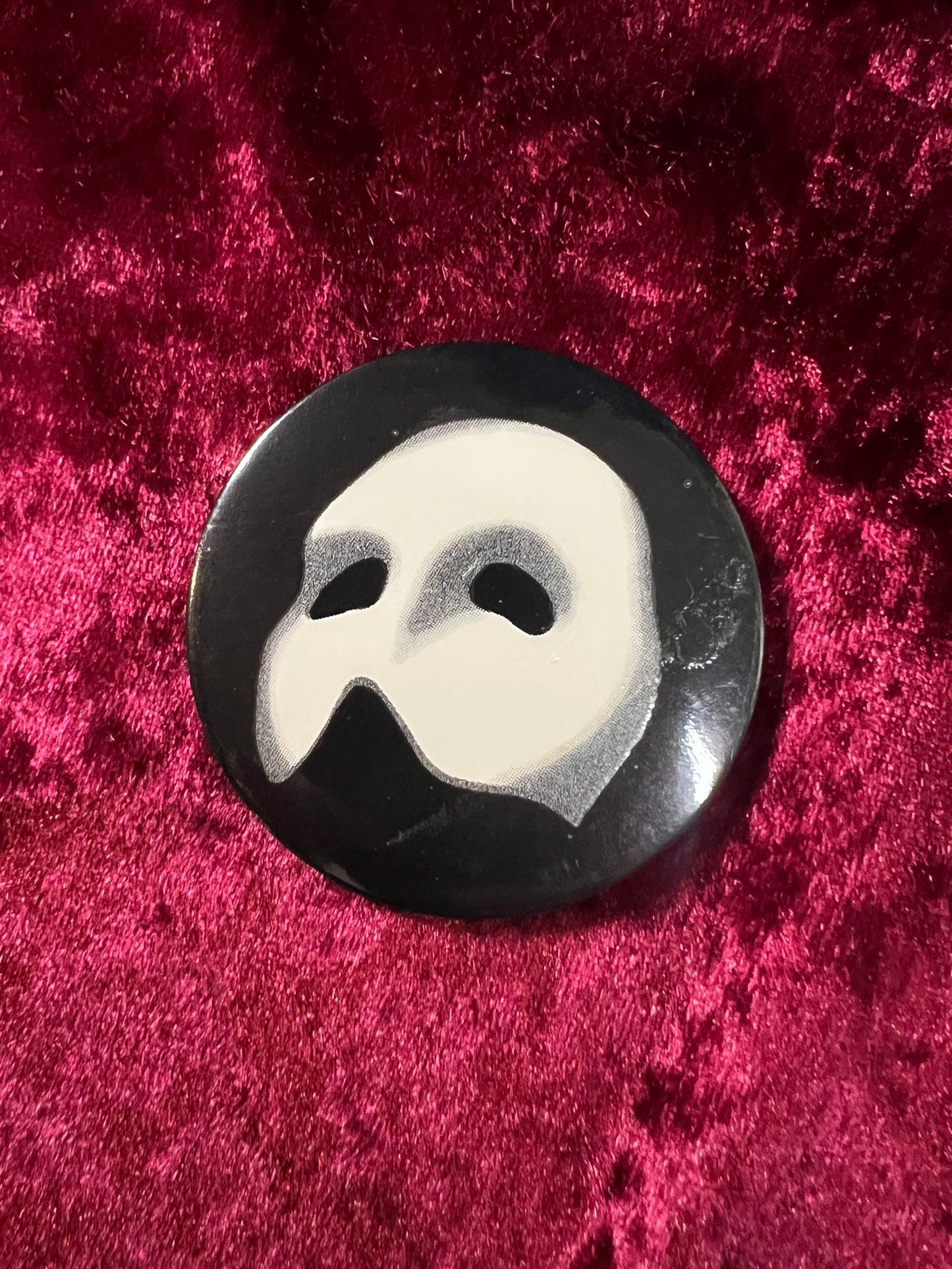 Vintage Metal Pinback Button - 1986 Phantom of the Opera Mask R.U.G. Ltd