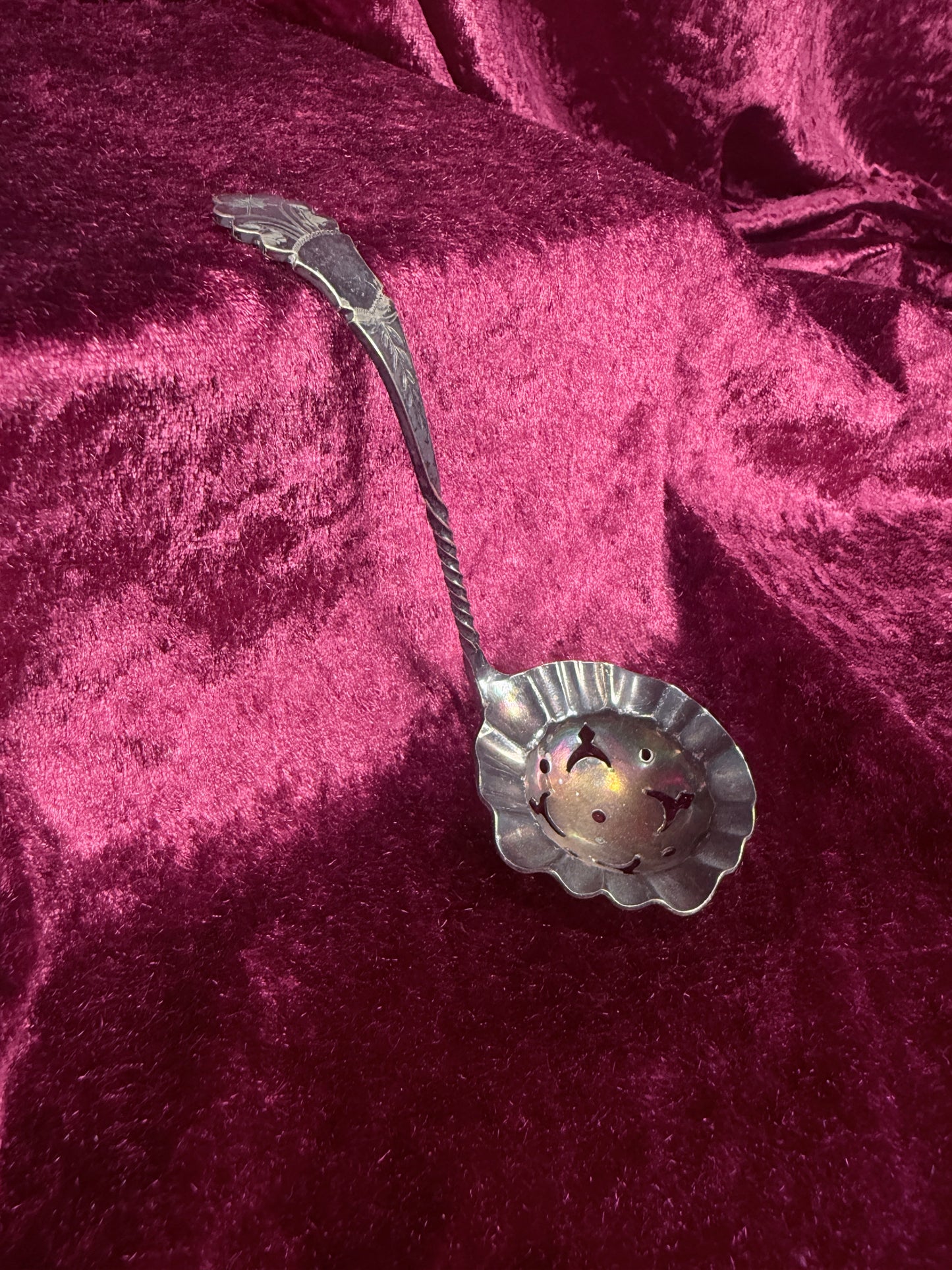 Vintage Silverplate Sugar Sifter Spoon – Pierced Bowl Floral Handle