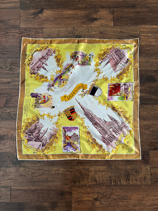 Vintage Souvenir Scarf - Ulm Germany Landmark Travel Square