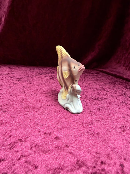 Vintage Porcelain Aquarium Fish – Midcentury Angelfish + Pastel Glaze