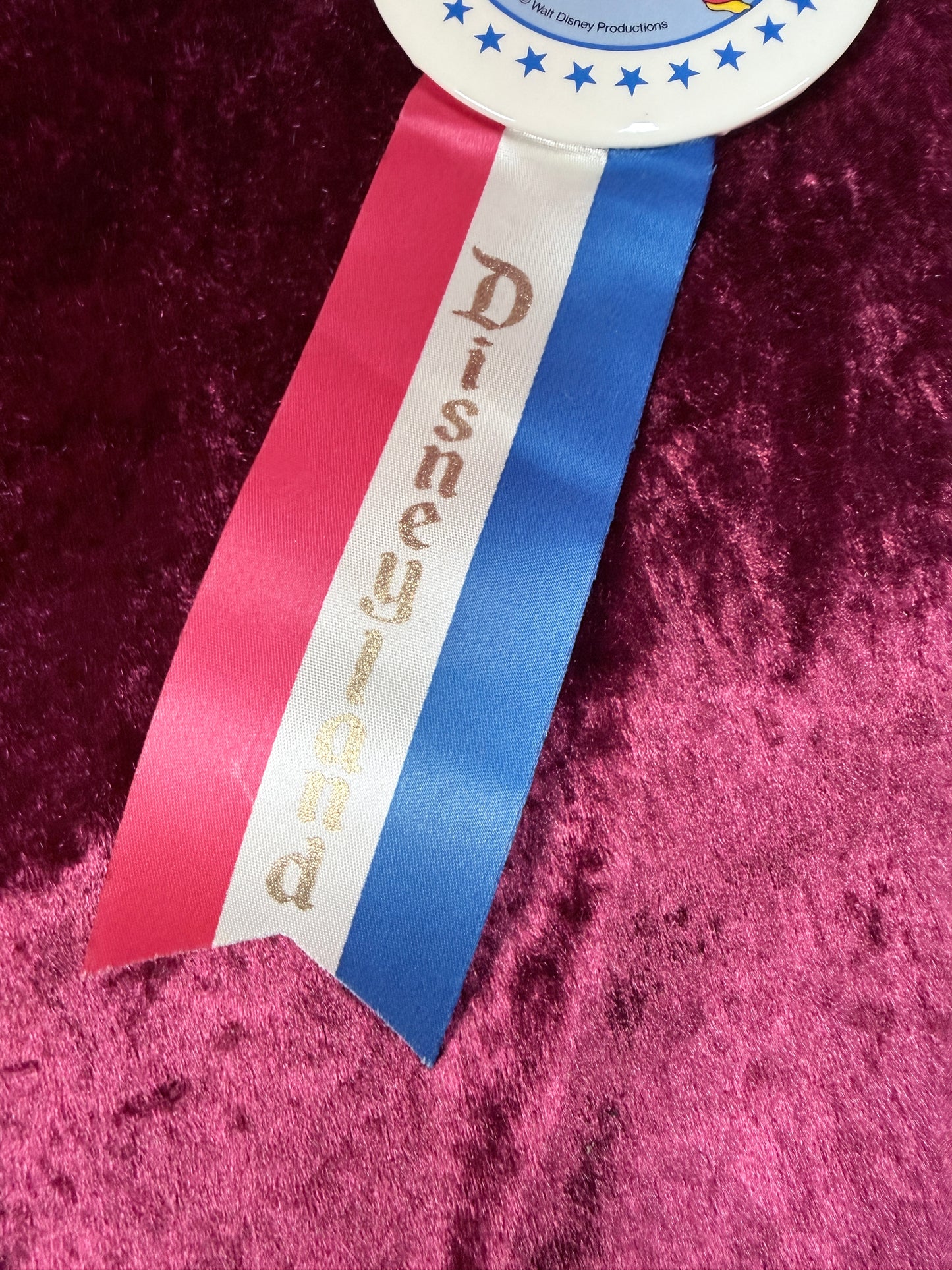 Vintage Disney Award Ribbon – Patriotic Character Parade Souvenir - Mickey Donald Goofy