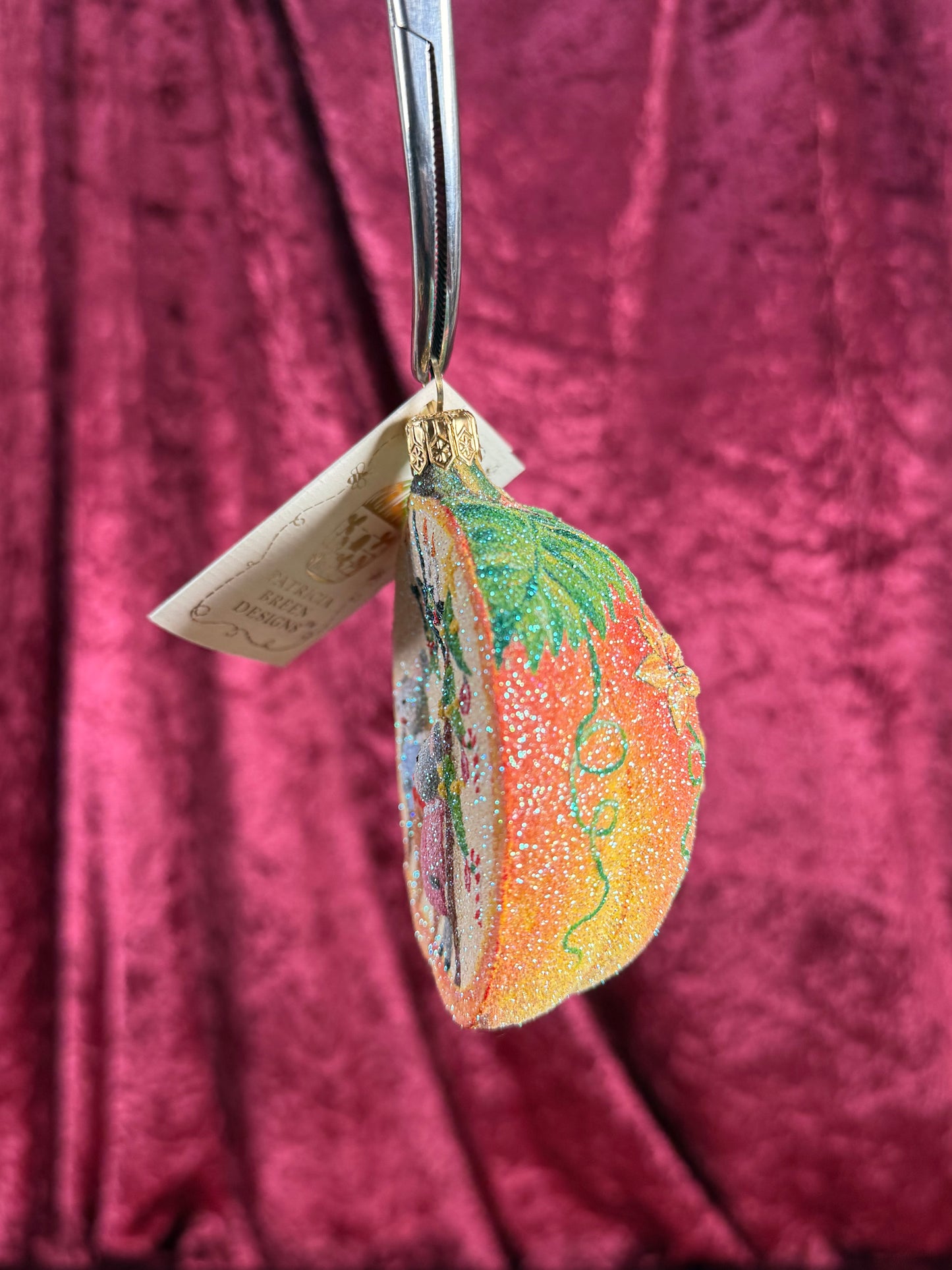 Vintage Christmas - Handblown Glass Ornament - Mouse Family In A Pumpkin - Patricia Breen - Poland