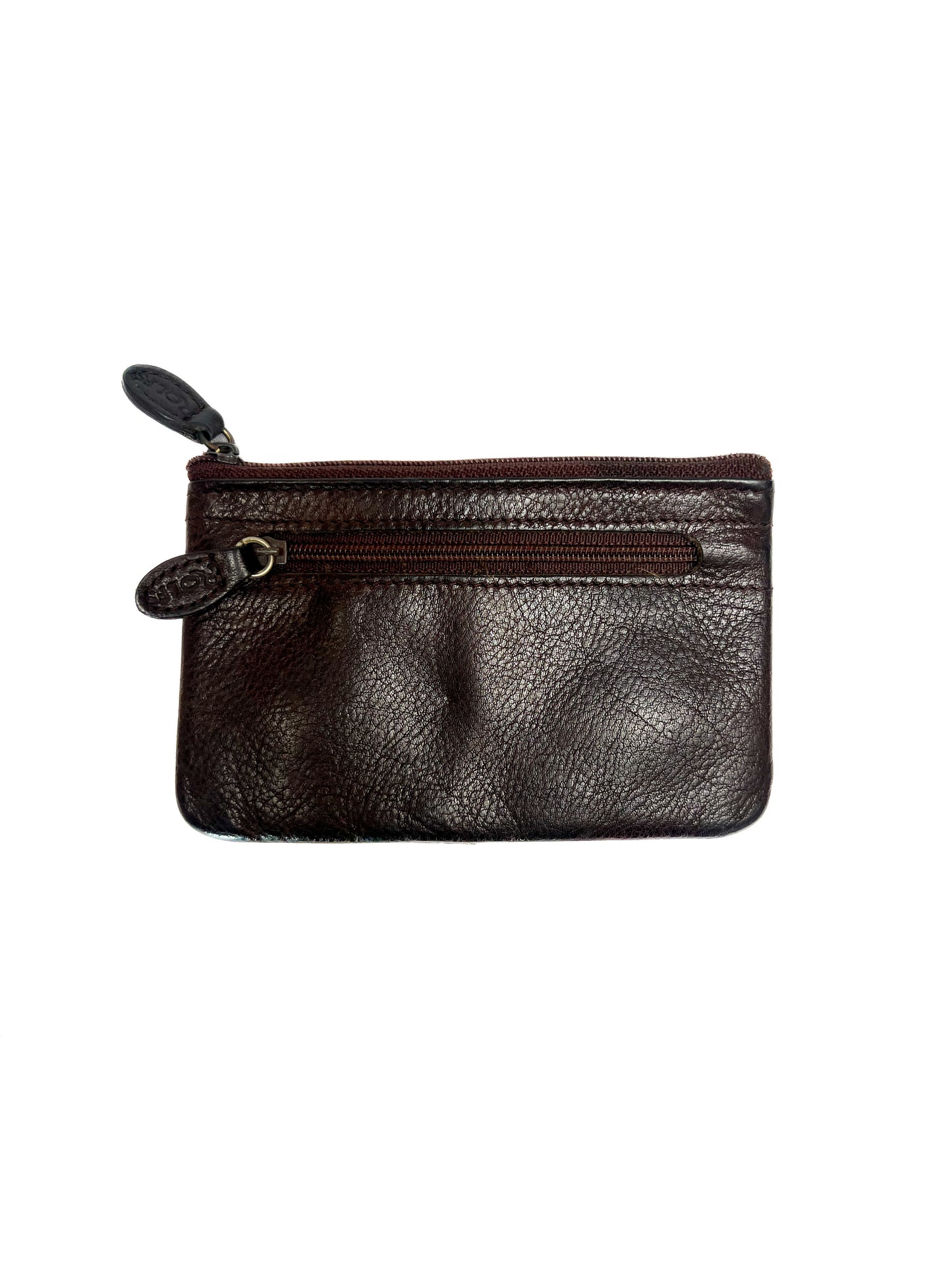 Vintage Wallet - Genuine Leather Zippered Pouch - Chocolate Brown - Rolfs