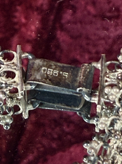 Vintage Jewelry - Silver Filigree Mesh Bracelet - Marked S.950