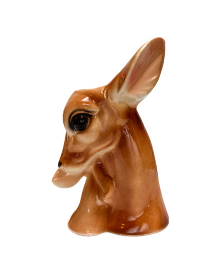 Vintage Vase - Glazed Ceramic Deer - Doe and Baby Fawn - Royal Copley