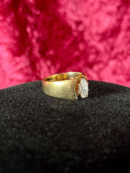 Vintage 14KT Gold Electroplate Cocktail Ring – Marquise Cut Cubic Zirconia - ESP - Size 7.5