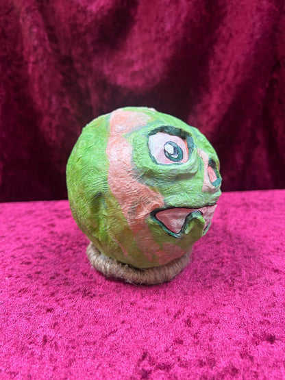 Vintage Inspired Handmade Paper Mache Lantern - Grinning Gourd - Small