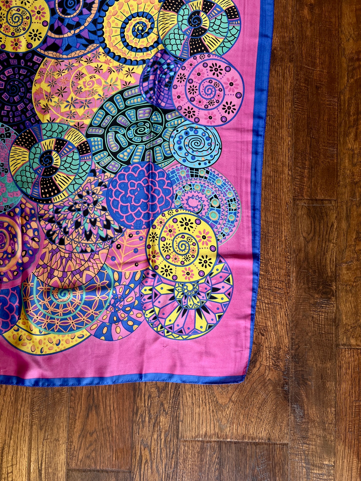 Vintage Hermes Long 100% Silk Scarf - Reves d'Escargot Snails' Dream Pink and Blue Design