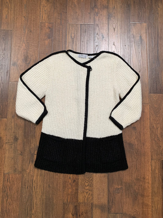 Vintage Clothing - Heavy Knit Top Button Cardigan - Black & White - J.J. Browne - Large