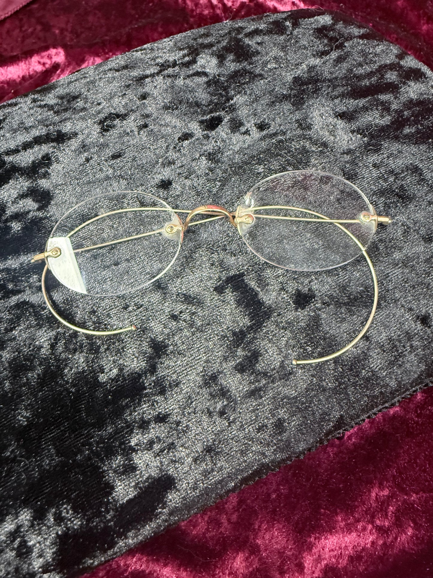 Antique Gold Filled Pince-Nez Eyeglasses – Rimless Spectacles with Chinn-Beretta San Francisco Case