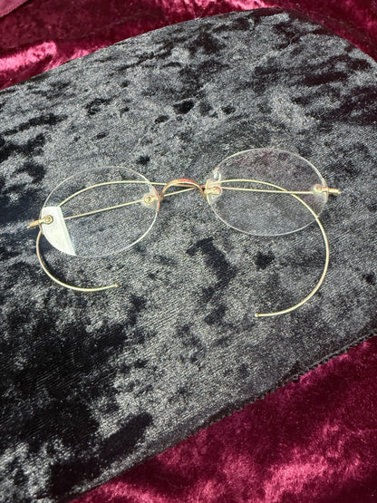Antique Gold Filled Pince-Nez Eyeglasses – Rimless Spectacles with Chinn-Beretta San Francisco Case