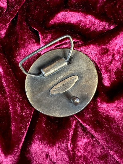 Vintage Metal Belt Buckle - Tropical Palm Tree Island Scene - 1976 Indiana Metal Craft