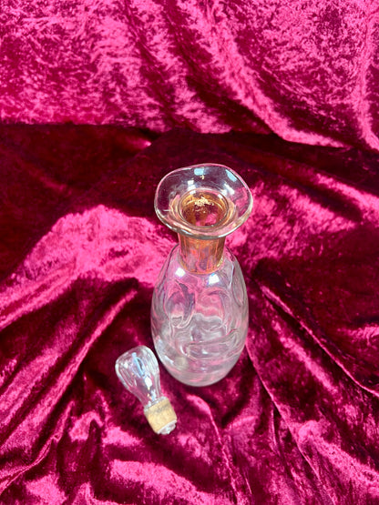Vintage Barware - Glass Decanter - Gold Neck - 12.25"