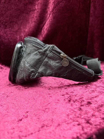 Vintage Y2K Leather Everest Waist Bag – Black Multi-Pocket Fanny Pack