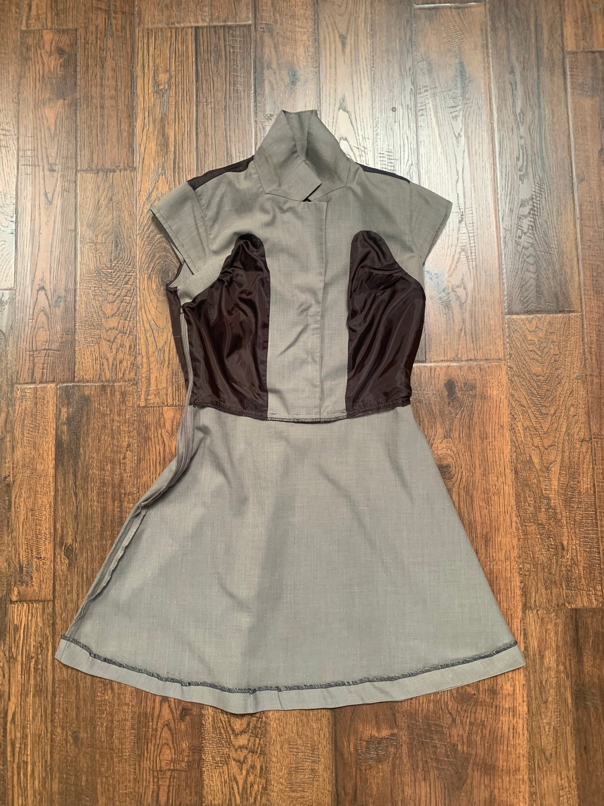 calvin klein dress grey Clothing - Mini Half Button Dress - A-Line - Slate Grey