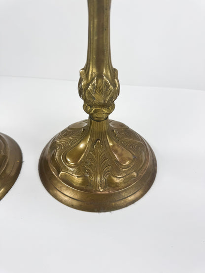 Vintage 1990s Ornate Brass Candlesticks - Pair of 2