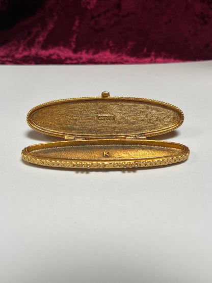 Vintage Trinket Box - Solid Parfum Compact - Portrait of a Lady - Gold Filigree Design - Estee Lauder