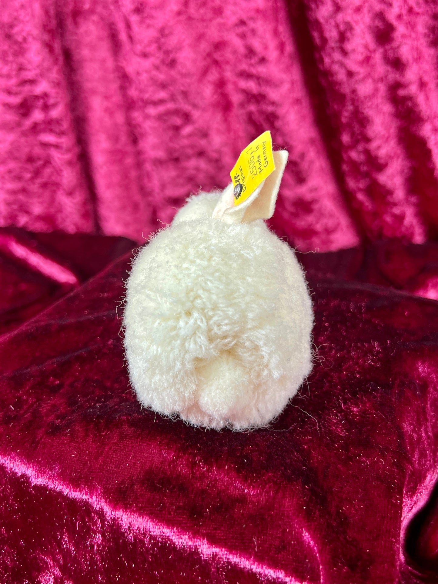 Vintage Collectibles - Miniature Stuffed Toy - White Pom Pom Bunny Rabbit - 25061 - Steiff - Germany