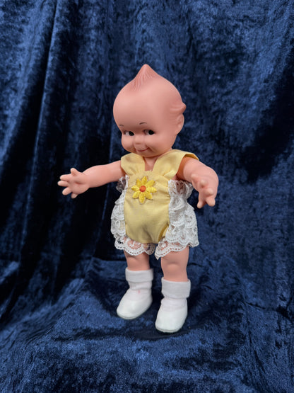 Vintage Vinyl Jesco Kewpie Doll – Posable Figure with Yellow Lace Outfit