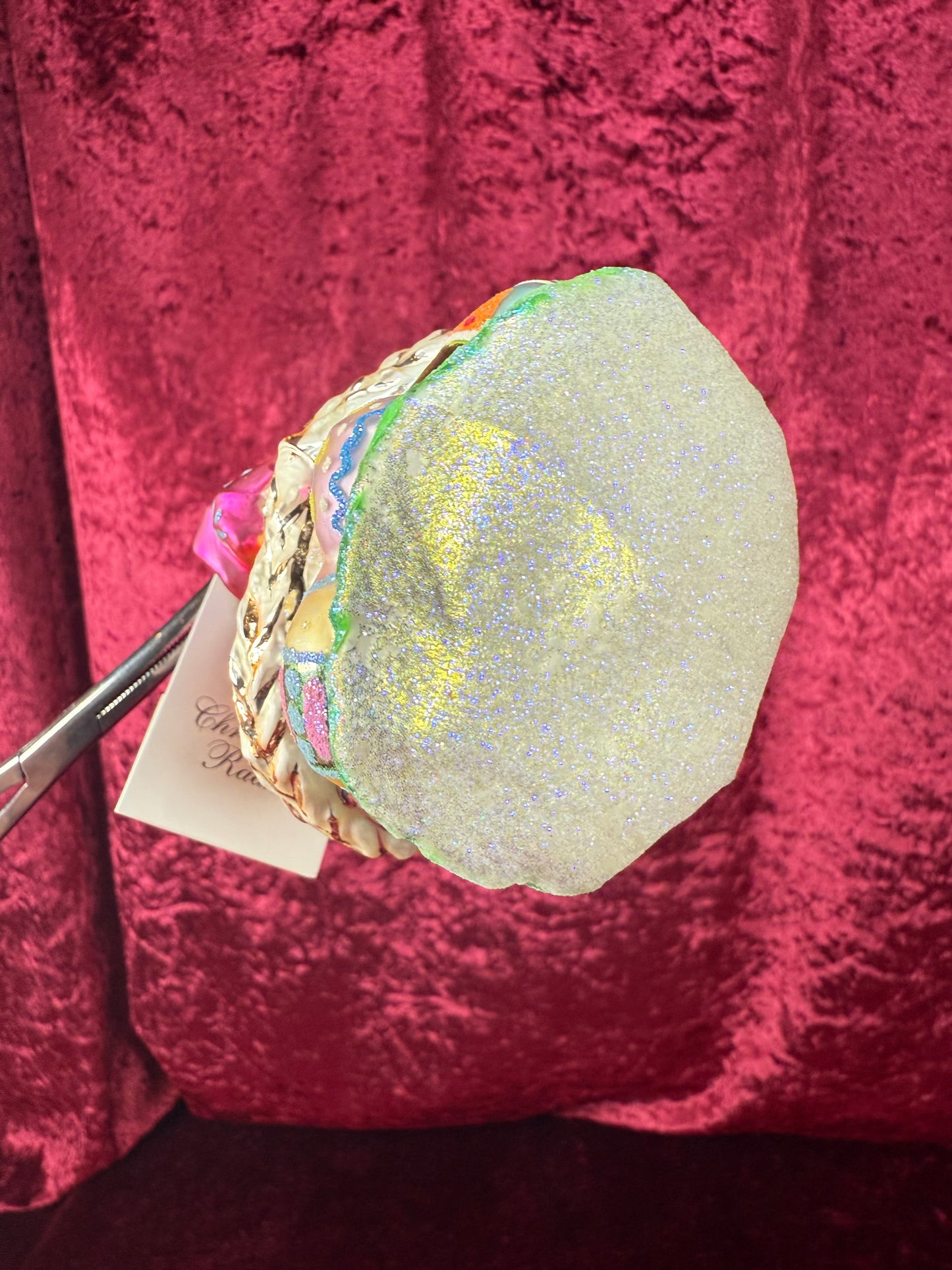 Vintage Christmas - Handblown Glass Ornament - Spring Chicks In Easter Basket - Christopher Radko - 2001