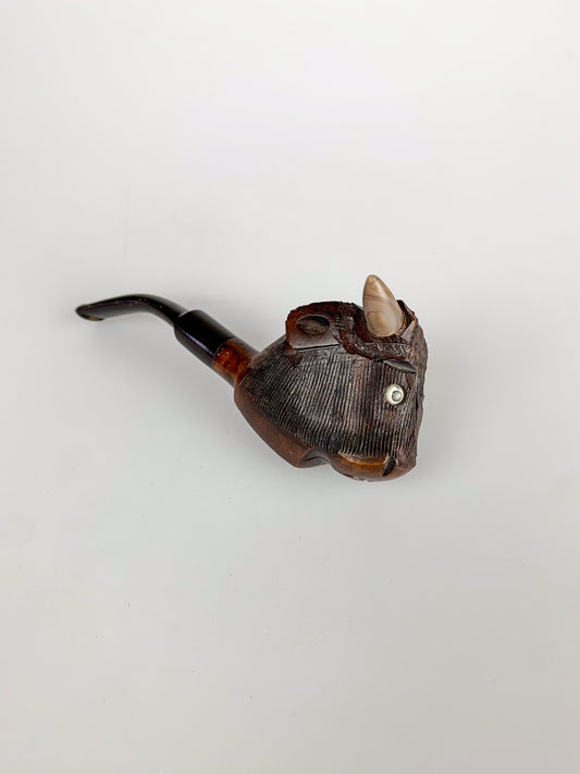 Vintage Italian Hand Carved Bull Briar Wood Pipe