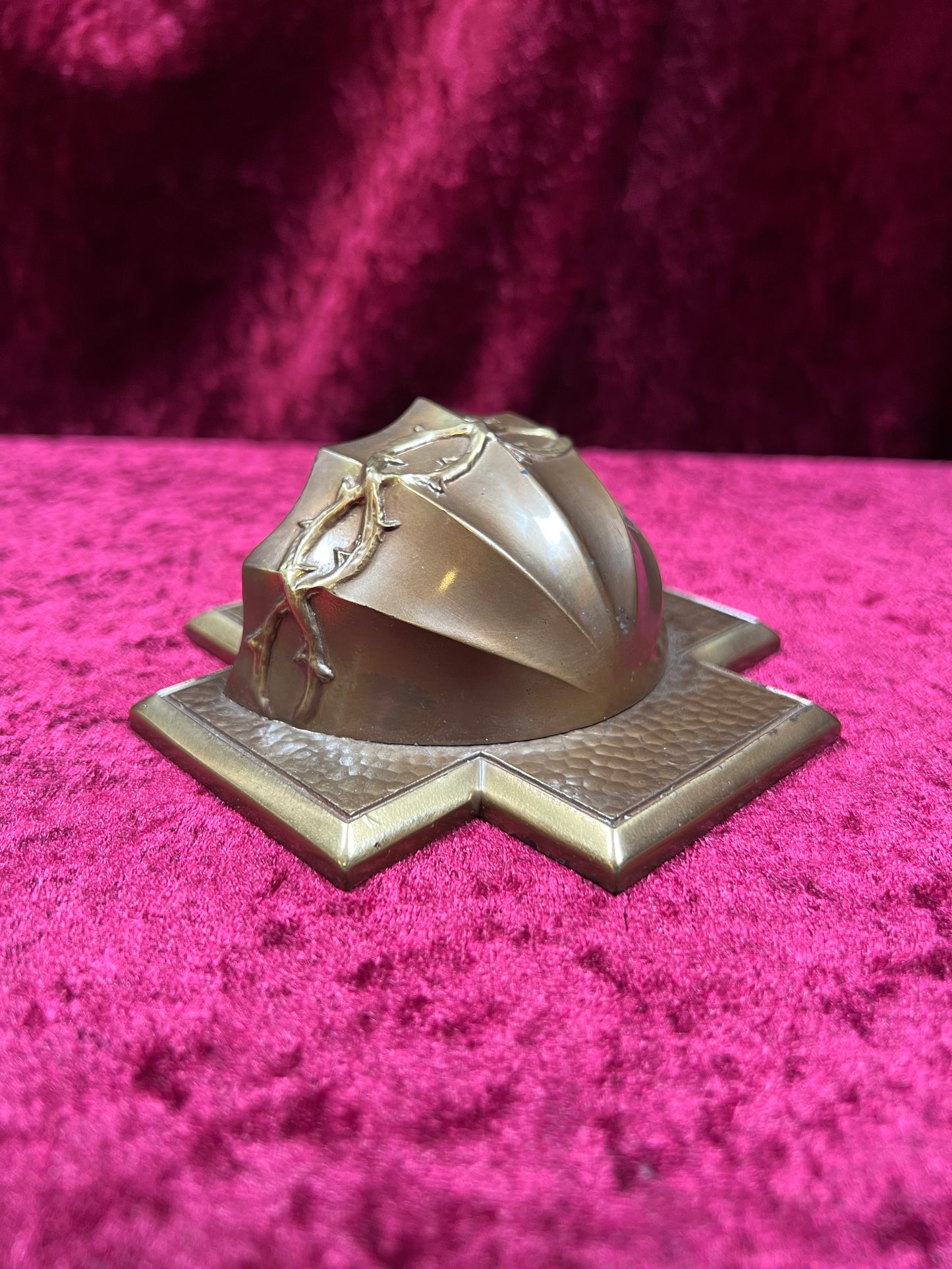 Vintage Religio - Metal Holy Water Font - Crown Of Thorns - West Germany