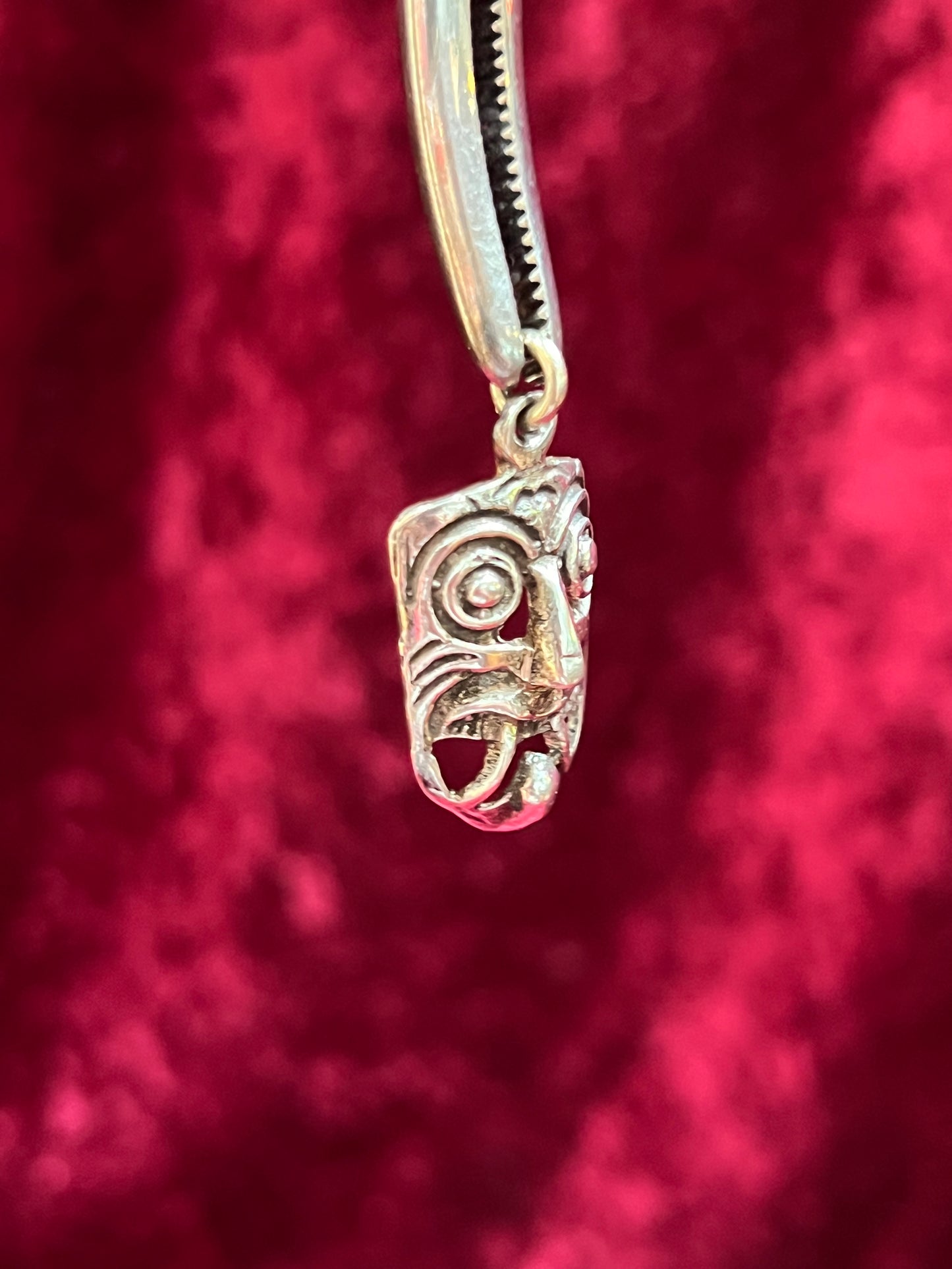 Vintage Jewelry - Necklace Pendant - Sterling Silver - Scary Tiki Mask