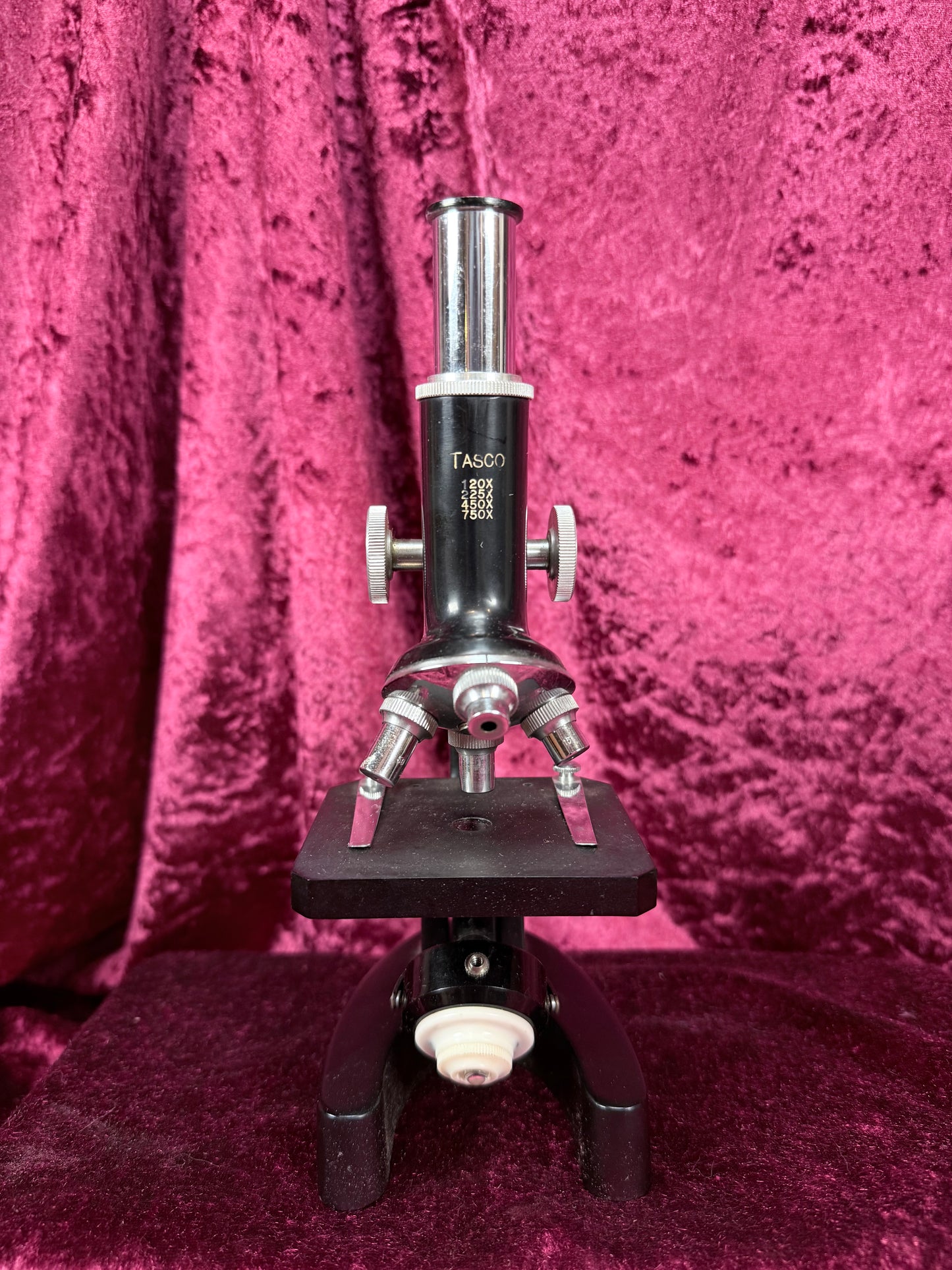 Vintage Tasco Metal Microscope Set – Complete Japanese Student Science Kit with 3 Prepared Slide Collections
