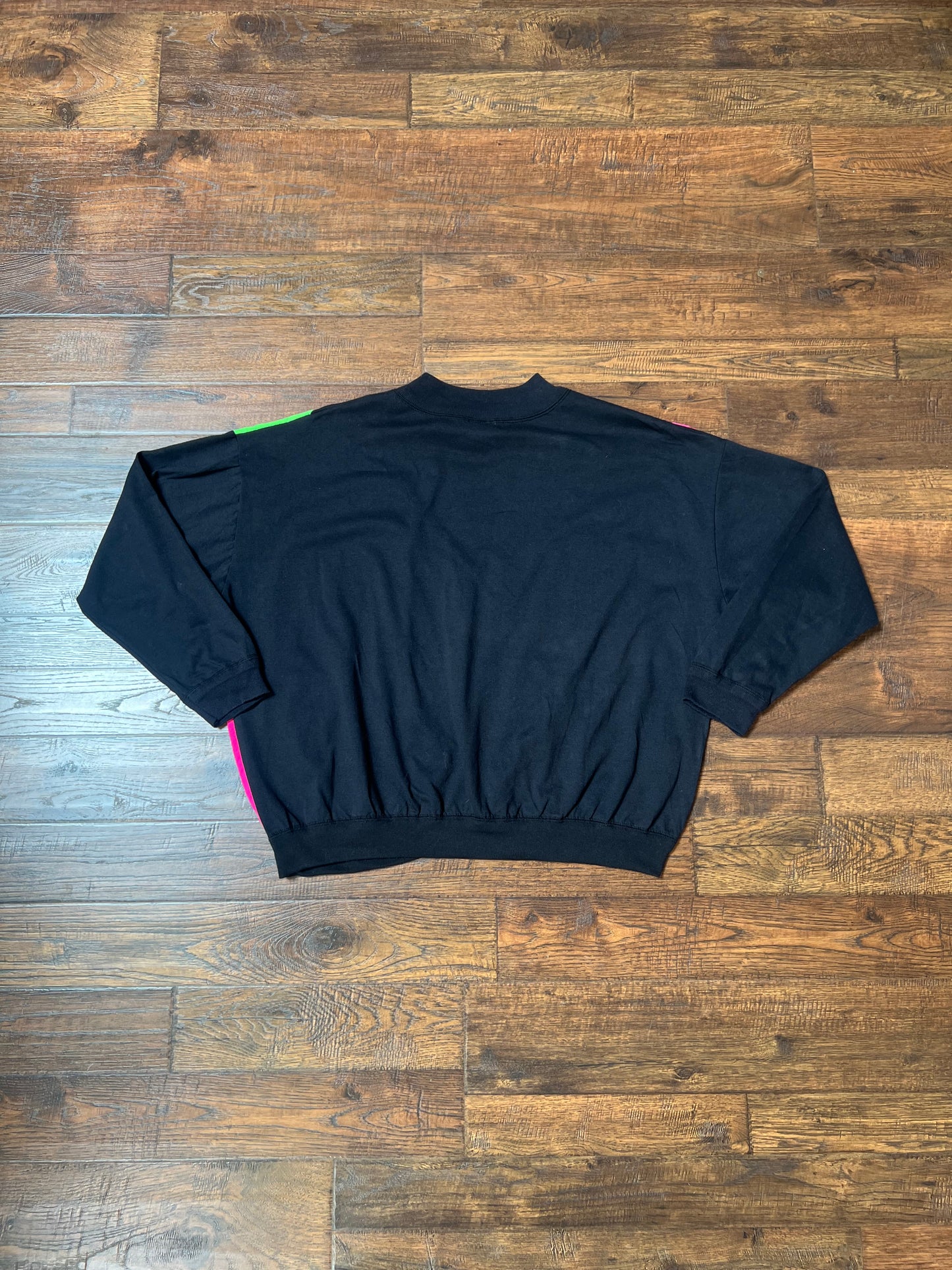 Vintage Clothing - Lightweight Pullover Sweatshirt - 80's Neon Color Block - Ms. Jik - Large