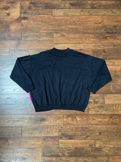 Vintage Clothing - Lightweight Pullover Sweatshirt - 80's Neon Color Block - Ms. Jik - Large