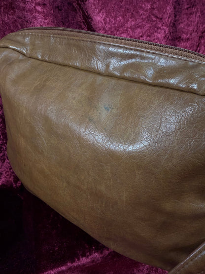 Vintage Accessories - Faux Leather Crossbody Purse - Dark Tan - Mitzi