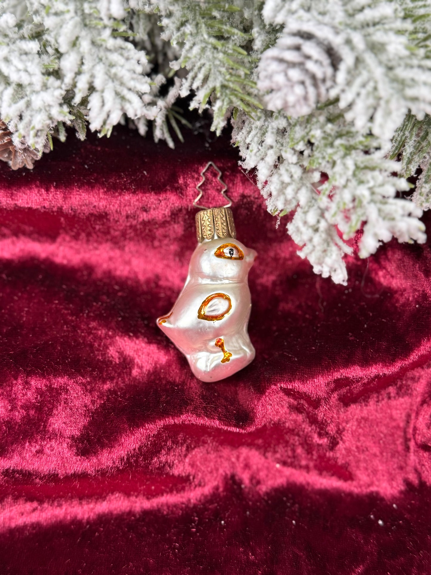 Vintage Christmas - Handblown Glass Ornament - Silver Bird - Inge Glas - Germany