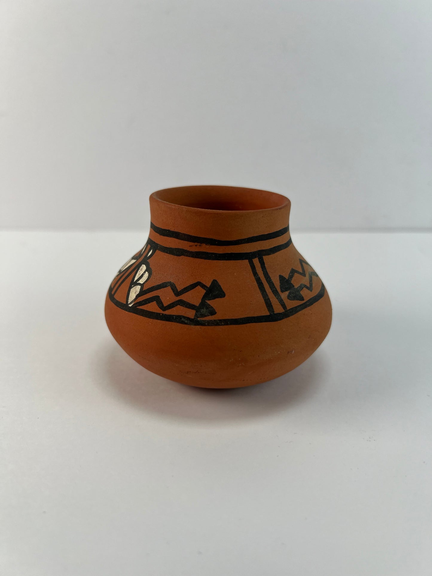 Vintage Native American Pottery - Miniature Terracotta Vase - Signed