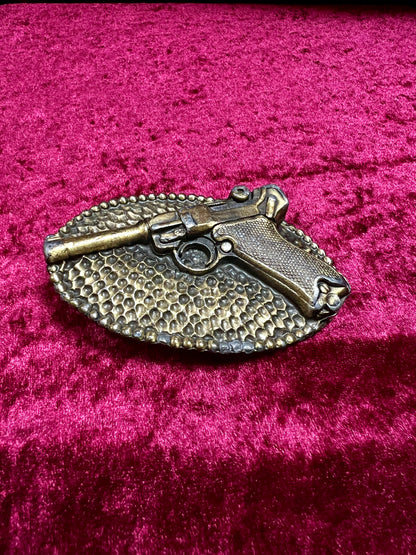 Vintage Solid Brass Belt Buckle - Luger Pistol 413 Limited Edition 1976 - Buckle Co. Chicago