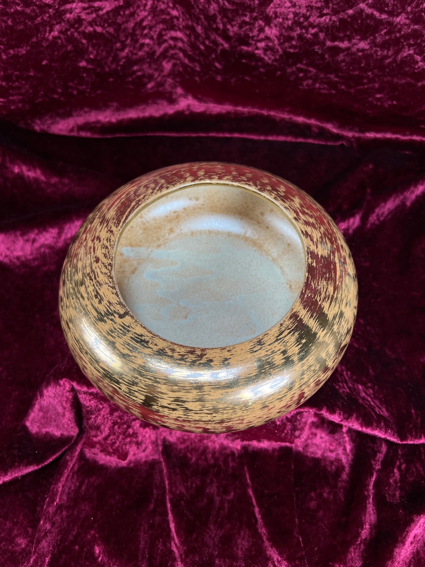 Vintage Stangl Ceramic Trinket Box – Granada Gold Metallic Lidded Dish