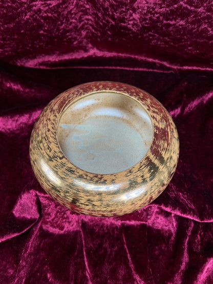 Vintage Stangl Ceramic Trinket Box – Granada Gold Metallic Lidded Dish