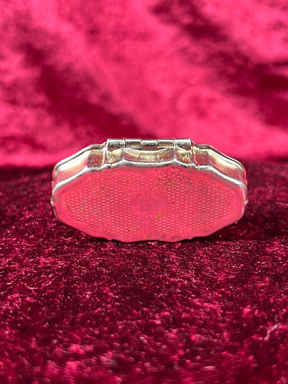 Vintage Vanity - 2-Compartment Pill Box - Silver Tone - Enamel Lid - Kissing Prince and Princess