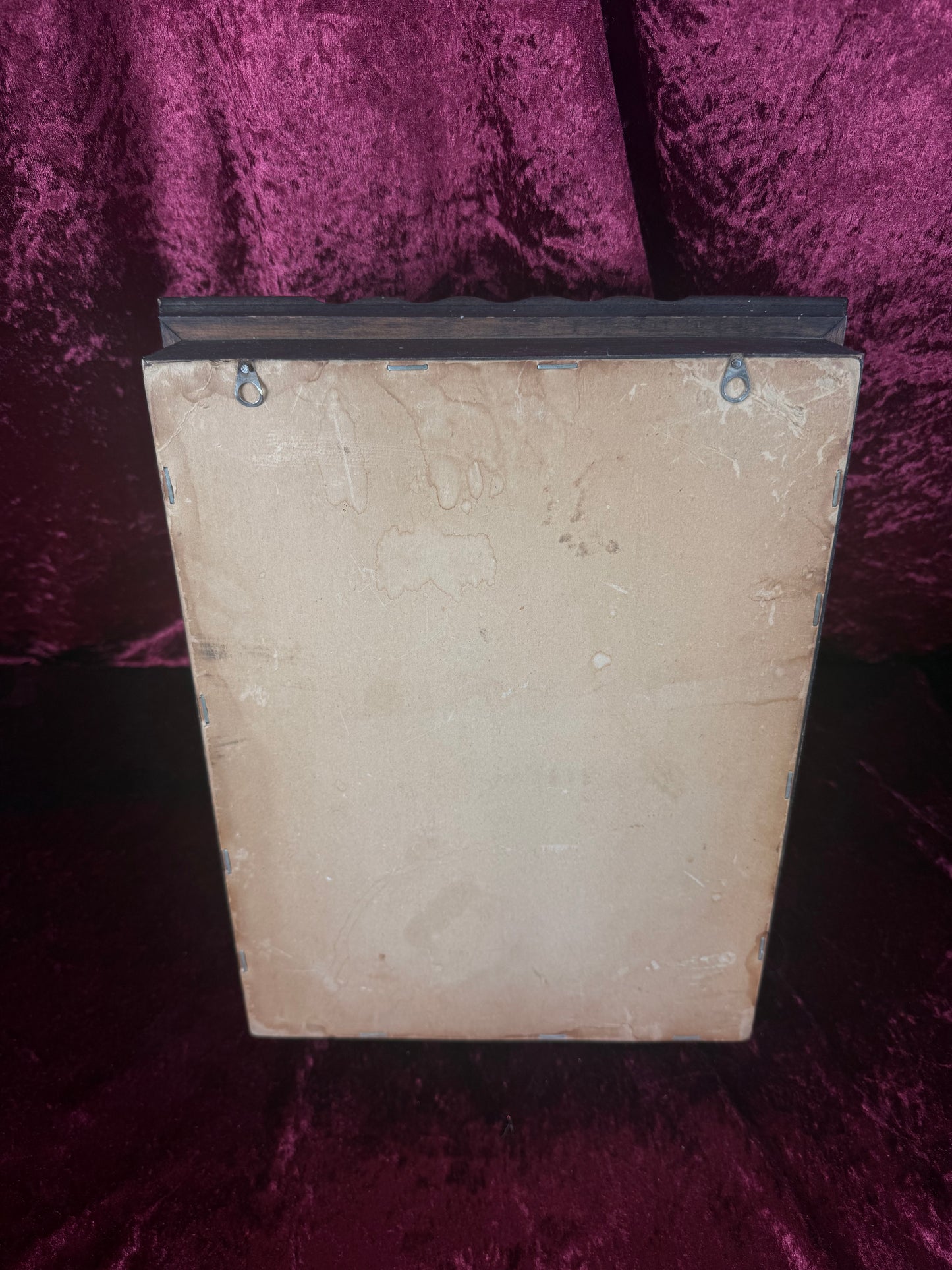 Vintage Wood Wall Trinket Shelf – Mirror Back Curio Shadow Box with Scalloped Frame